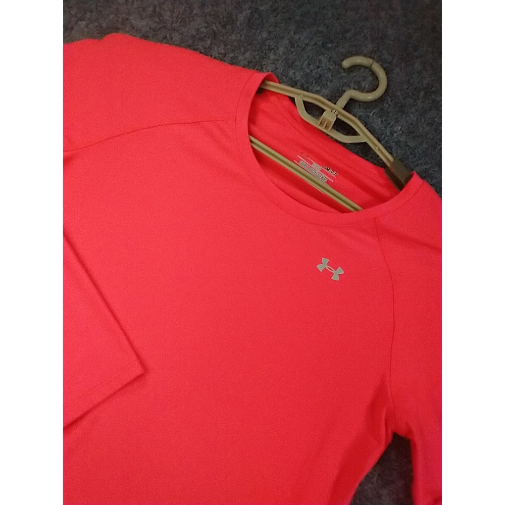 Under Armour HeatGear Womens S Fitted Long‎ Sleeve Athletic Top Neon Pink Coral